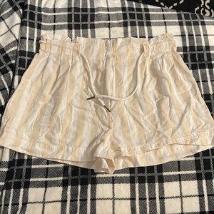 Jolie & joy shorts size large, white and beige striped